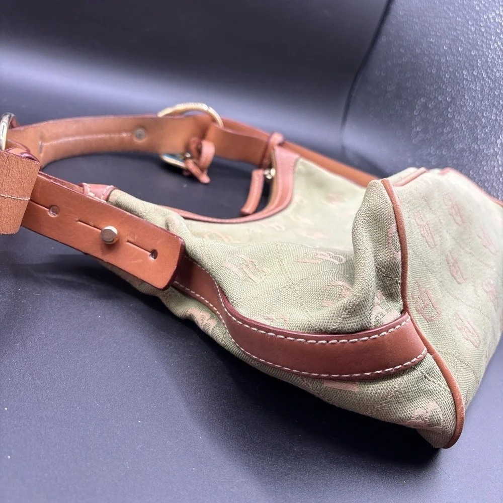 Dooney & Bourke Quilt DB Signature Y2K Hobo Shoulder Bag Small Green